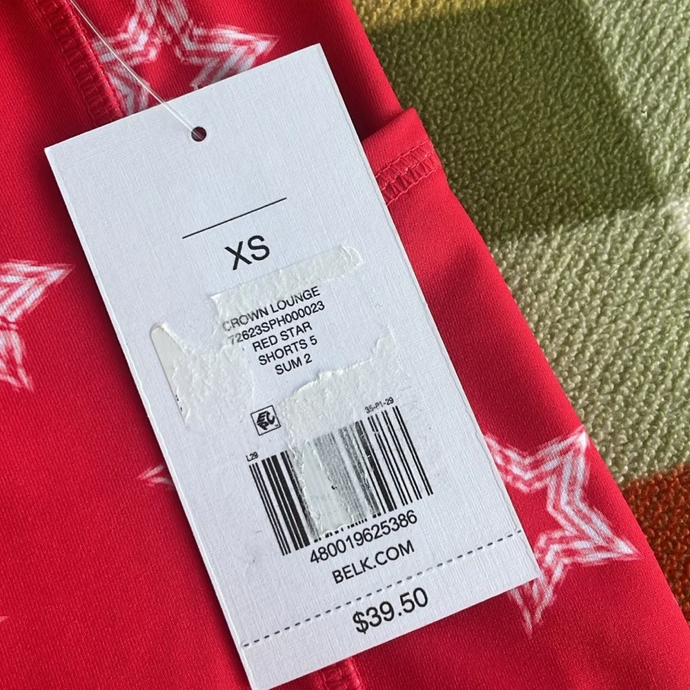 NWT Crown & Ivy‎ Patriotic Red and White Star Bike Shorts XS